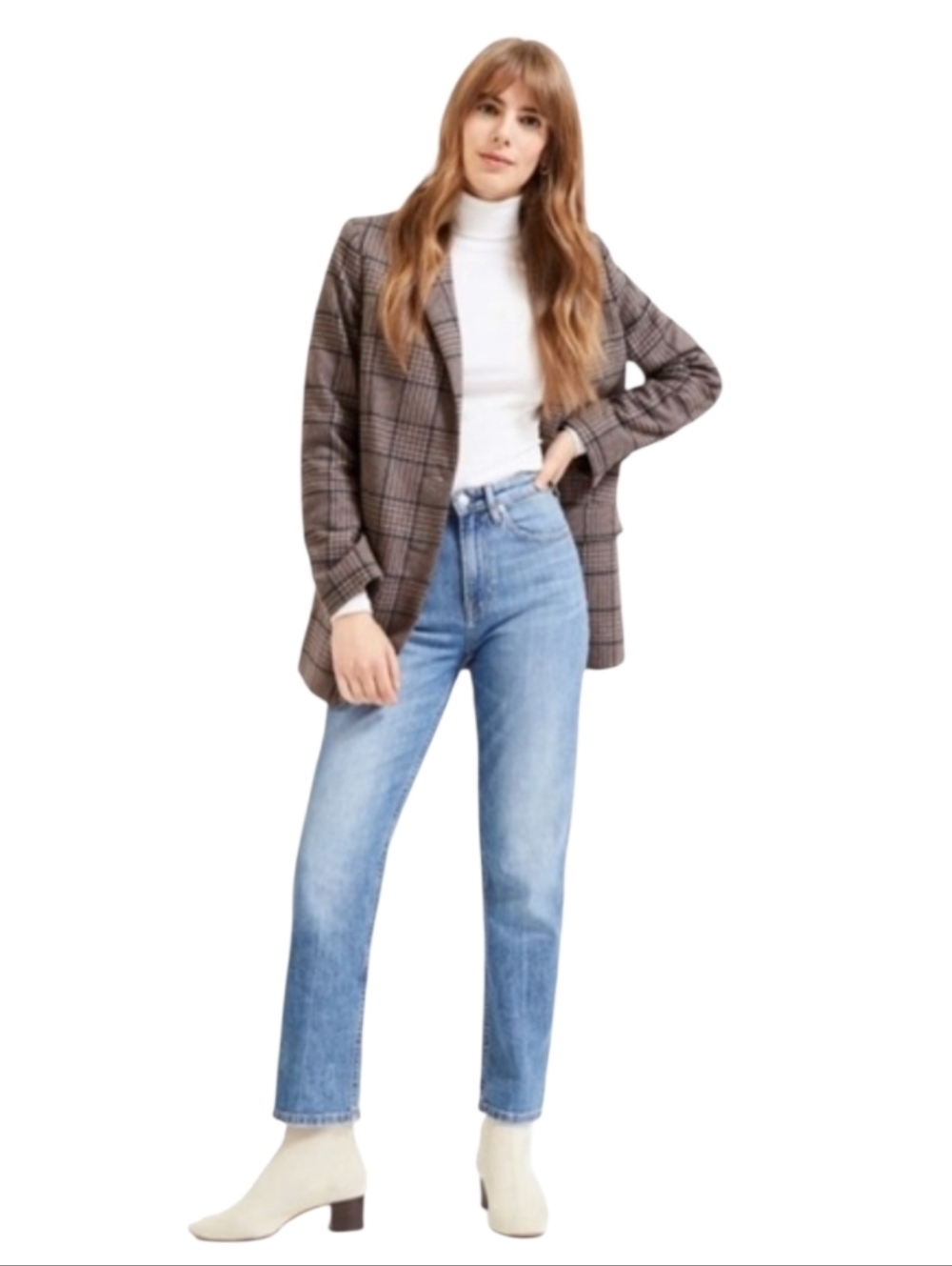 Everlane the High Rise Straight Jean Ankle length in Blue Classic